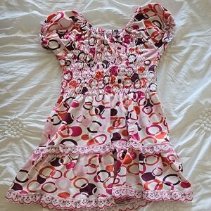 Pink and White Sundress with Puff Sleeves